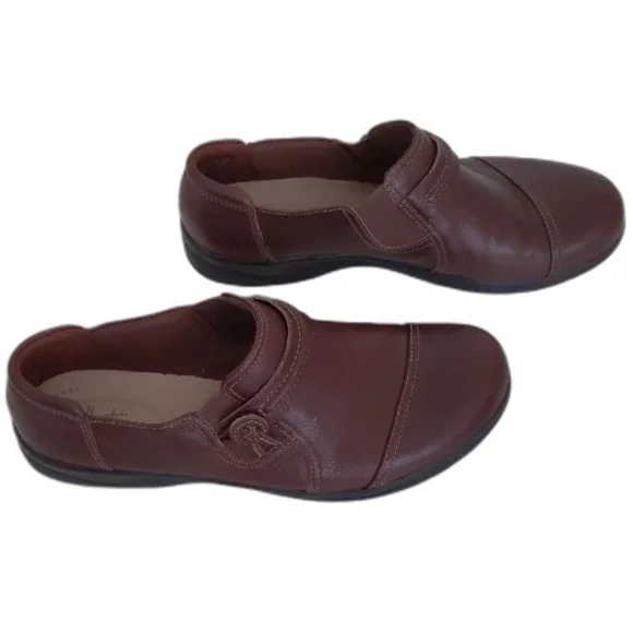 Clarks Brown Leather Flats - Picture 4 of 8